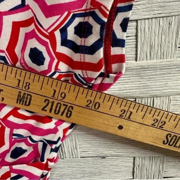 Lands’ End Print cap sleeve Dress Costal asymmetrical Twist tall plus size - Picture 7 of 9